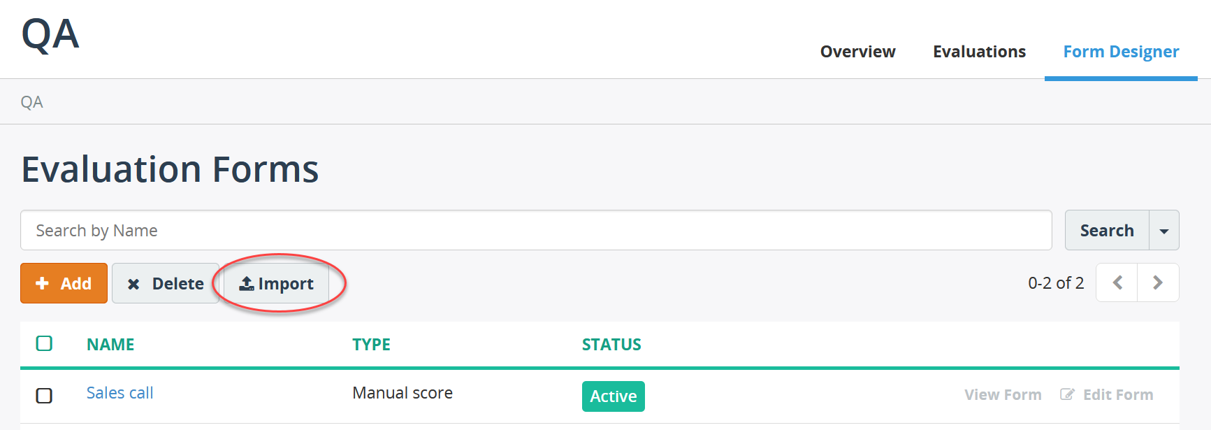Import the evaluation form