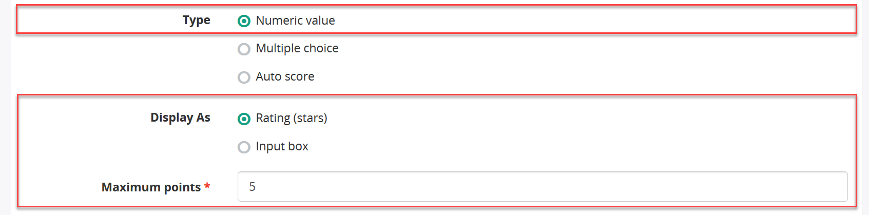 Numeric Value Question Type
