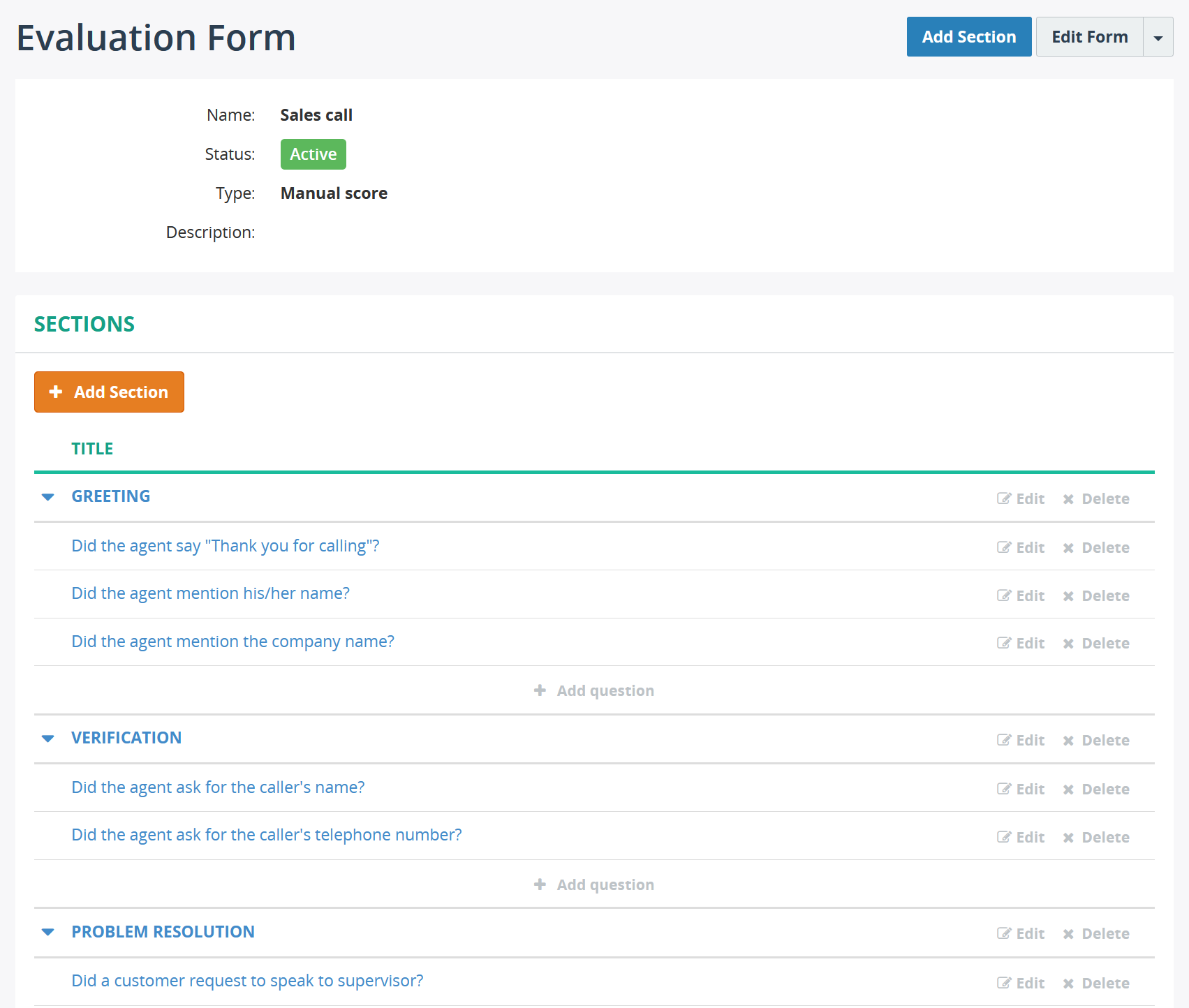 Sample evaluation form