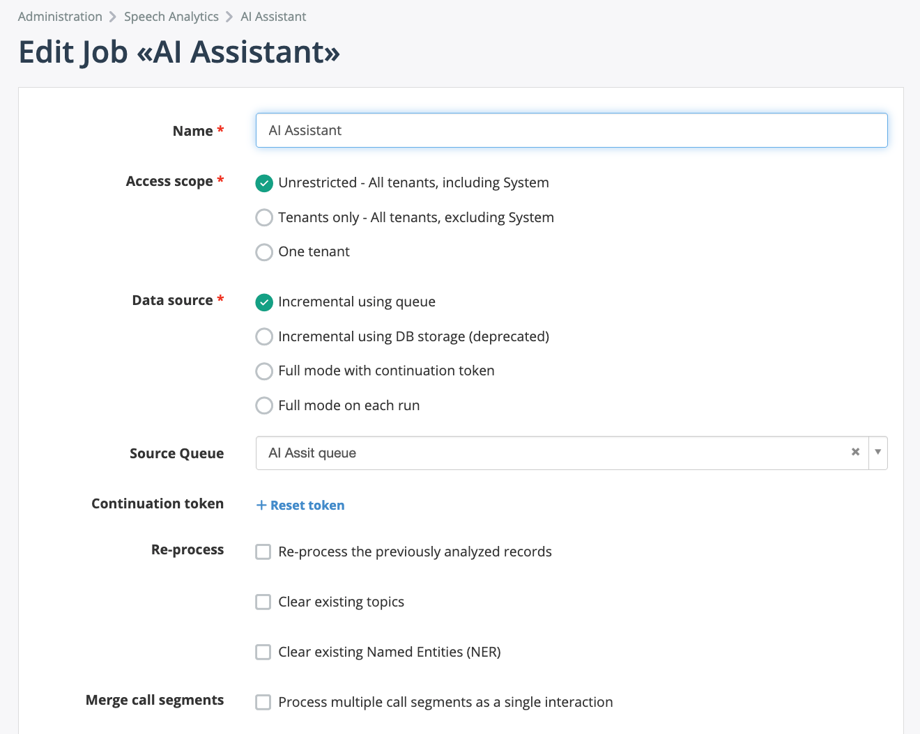 AI Assistant Job configuration - General settings