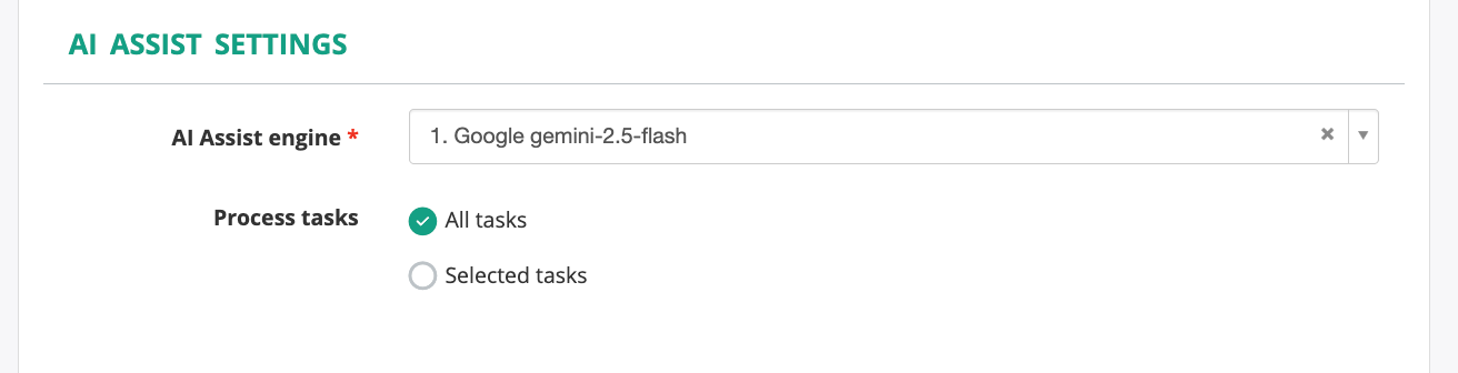 AI Assistant Job configuration - Data source and tasks