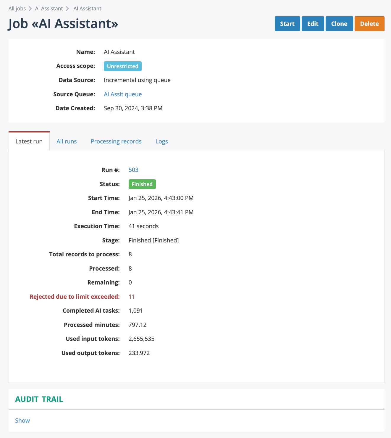 AI Assistant Job - Latest run