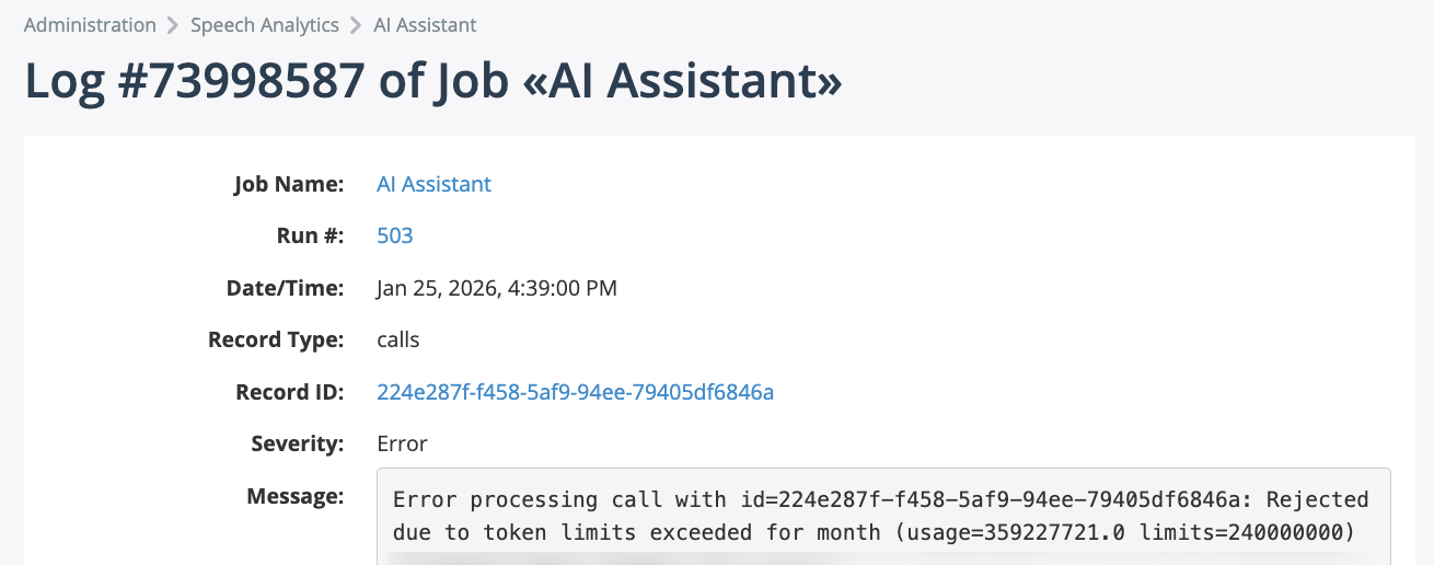 AI Assistant Job - Log Entry