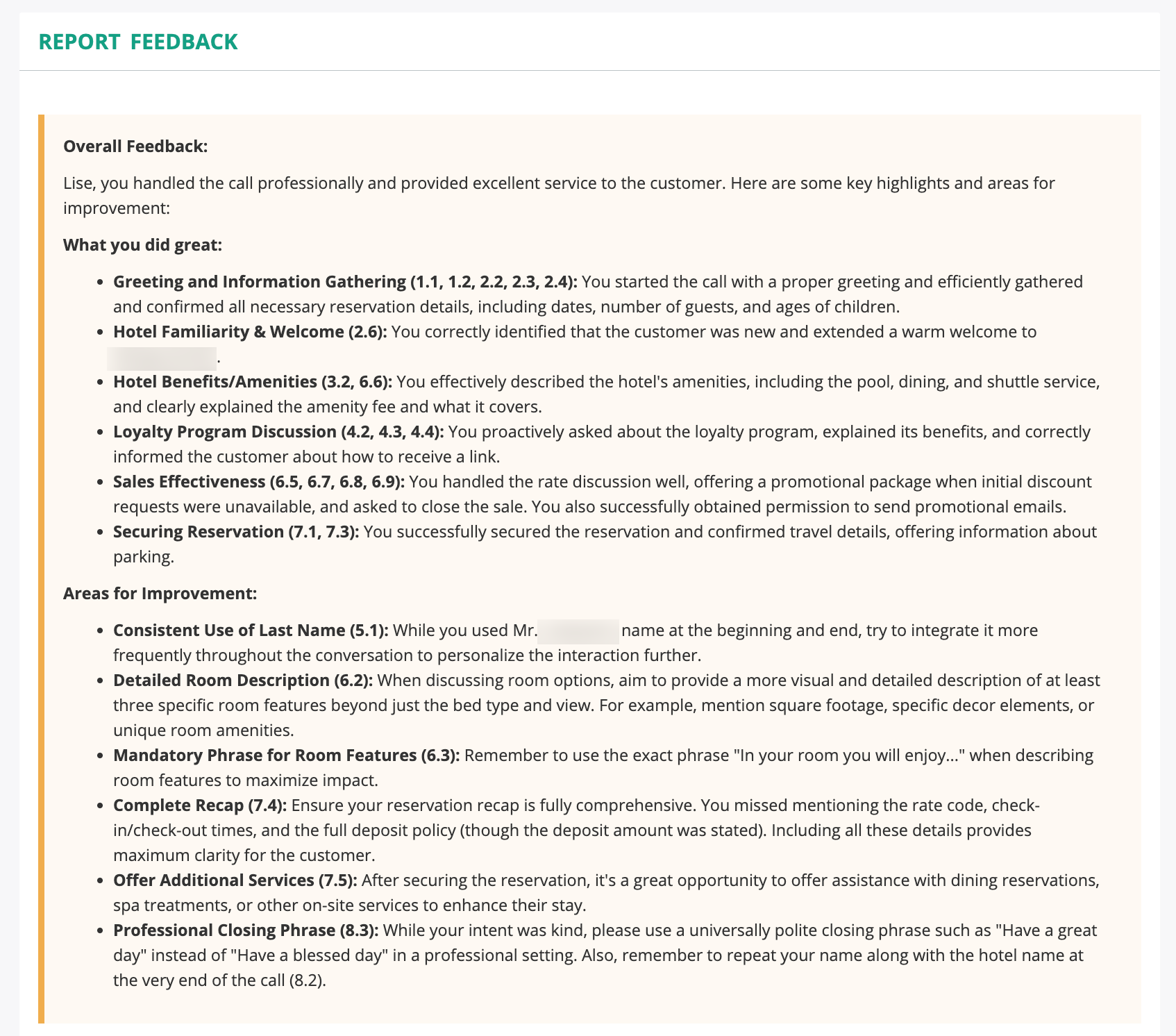 Auto QA Report Feedback