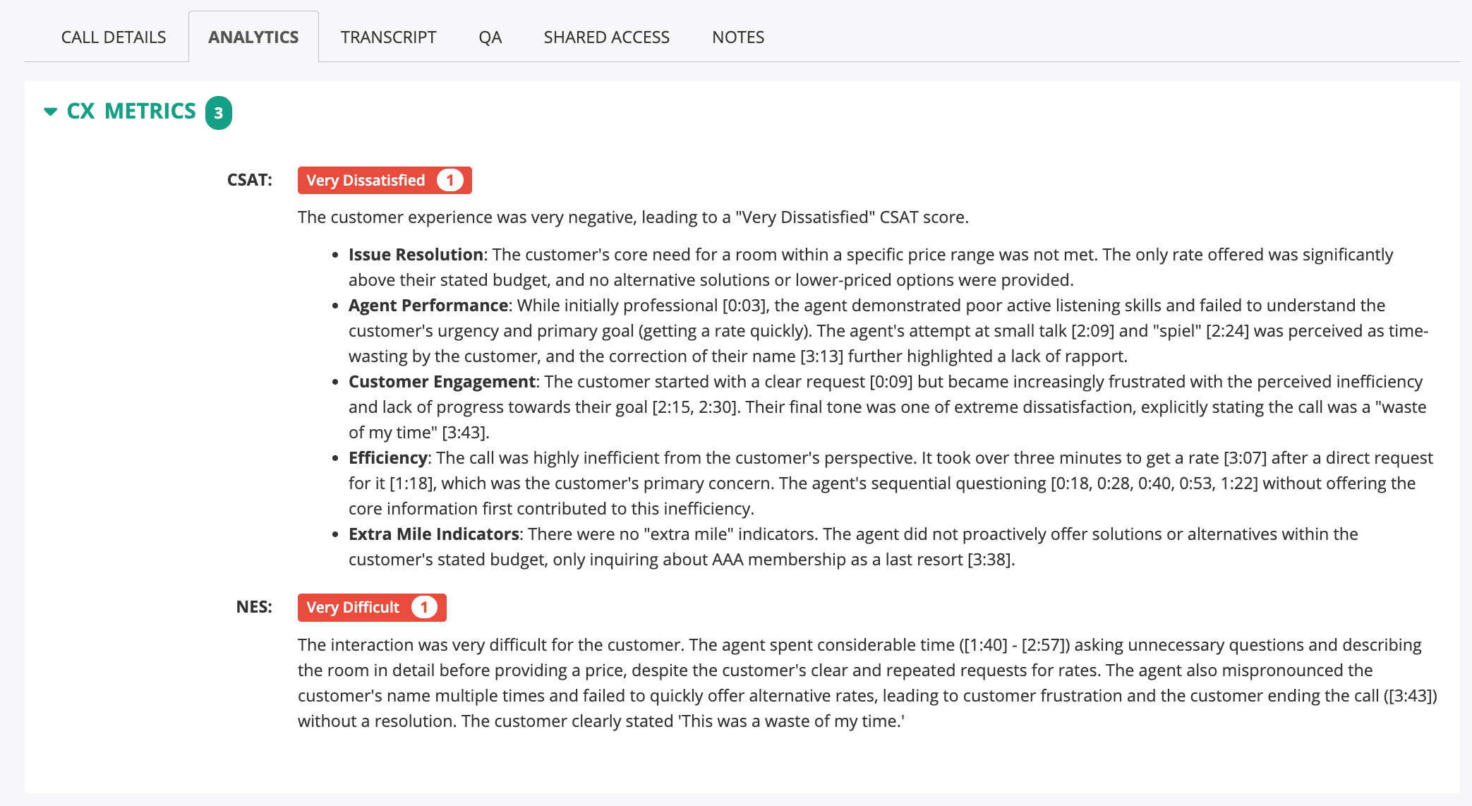 Call Details - Analytics - CX Metrics