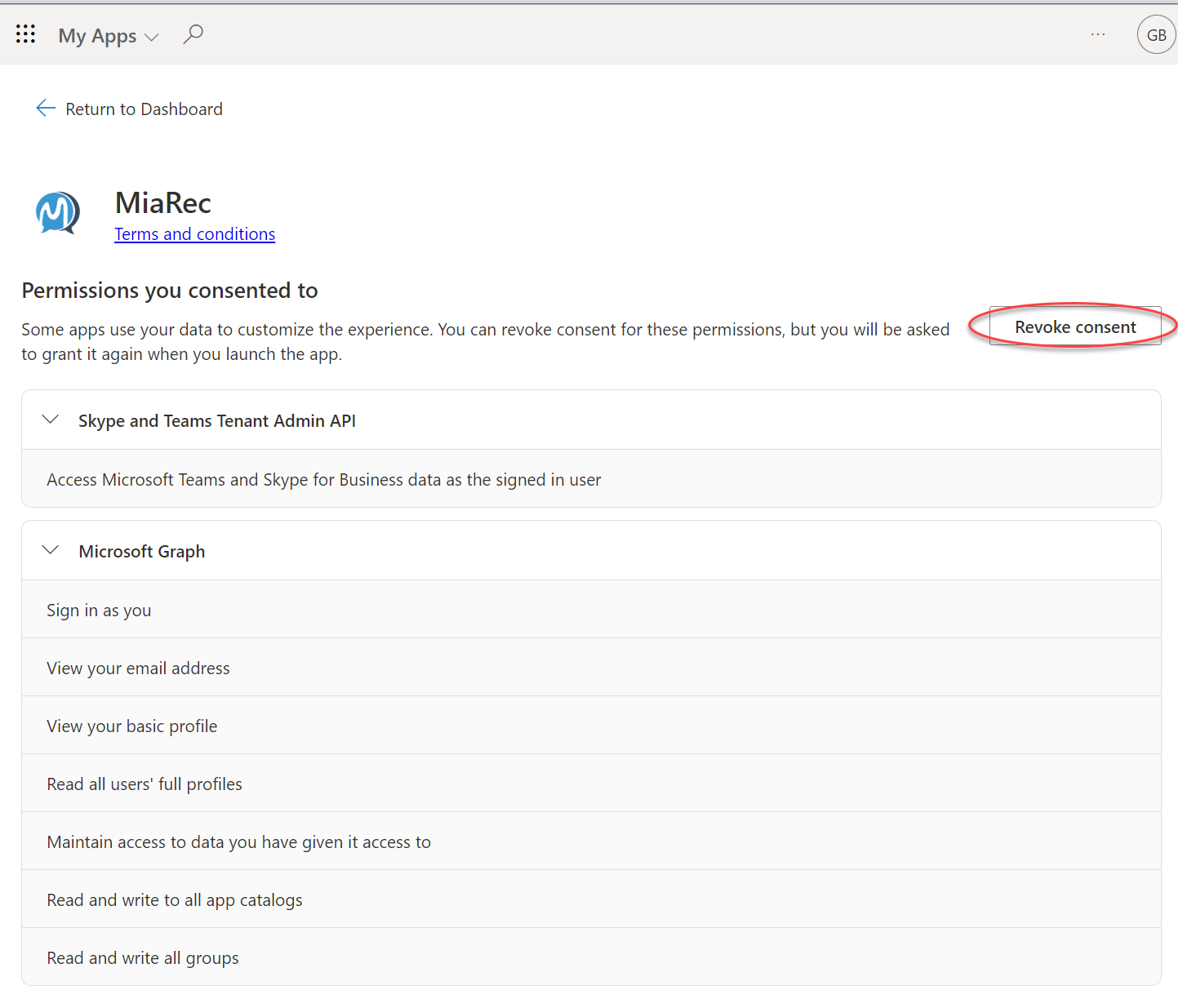 MiaRec revoke access