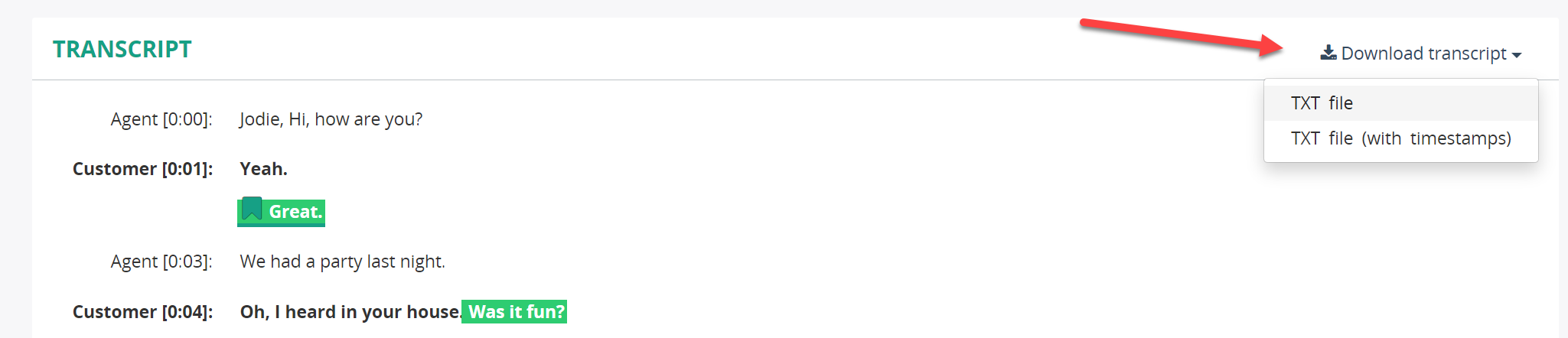 Download Transcript button
