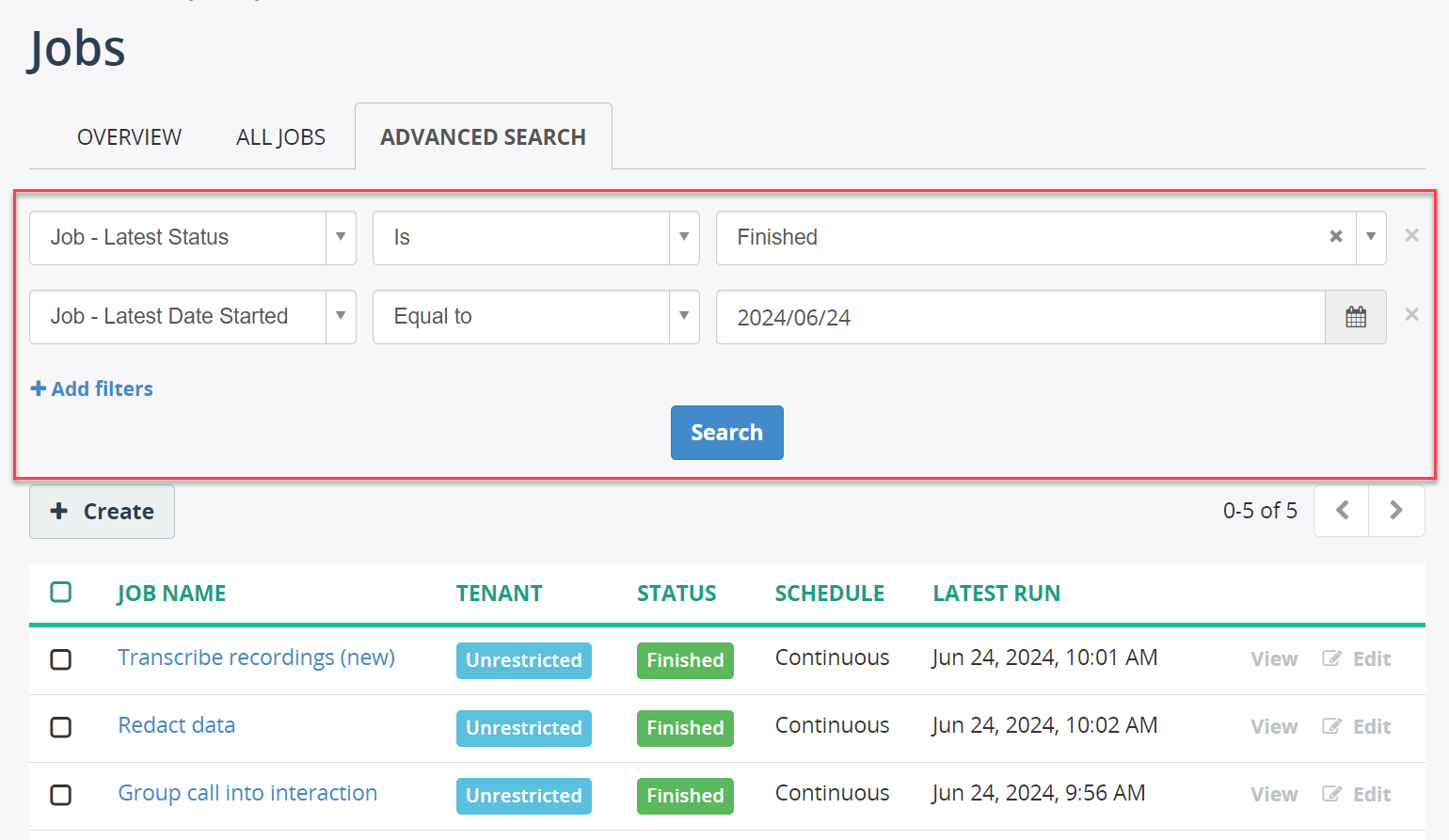 Job Advanced Search