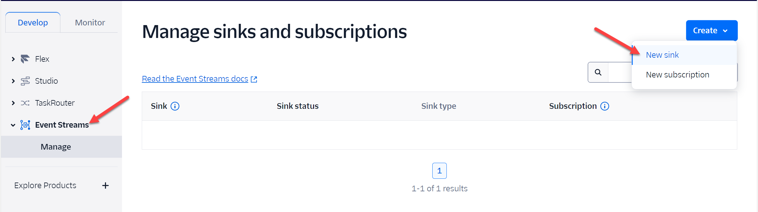 Create Twilio Event Streams Sink